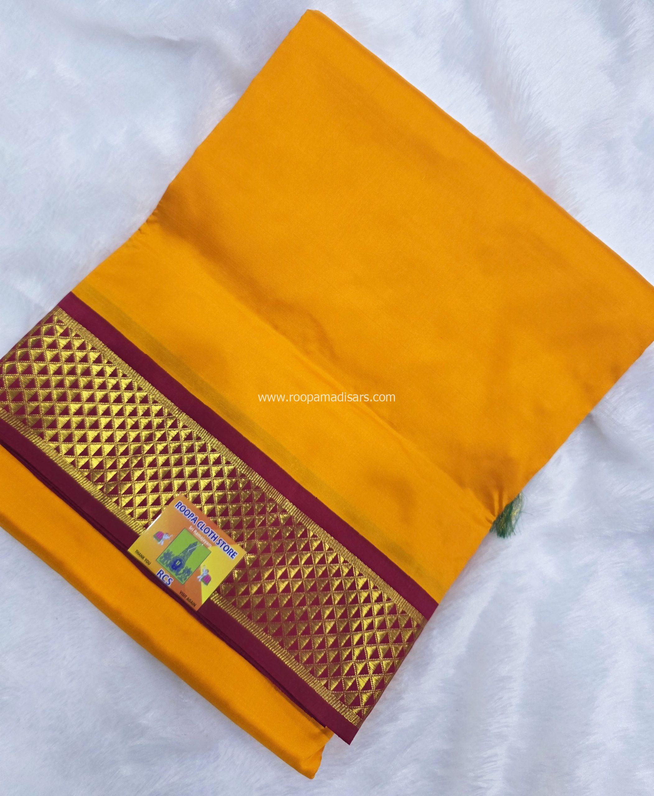 Pure Silk Madisar(with silk mark)-2PALLU 10YARDS PURE SILK PATTU MADISAR KORVAI BORDER WITHOUT BLOUSE PIECE - Image 3