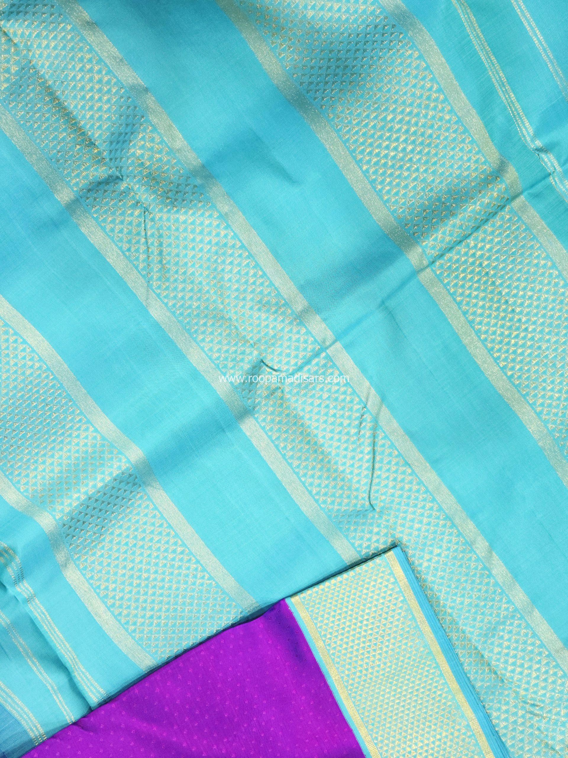 Pure Silk Madisar(with silk mark)-Embossed 10YARDS PURE SILK PATTU MADISAR KORVAI BORDER WITHOUT BLOUSE PIECE - Image 3