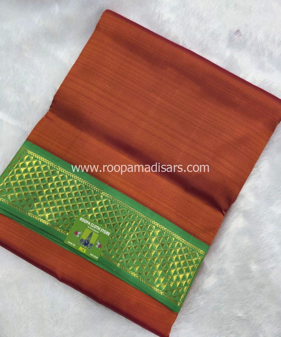 Pure Silk Madisar(with silk mark)-10YARDS PURE SILK PATTU MADISAR KORVAI BORDER WITHOUT BLOUSE PIECE