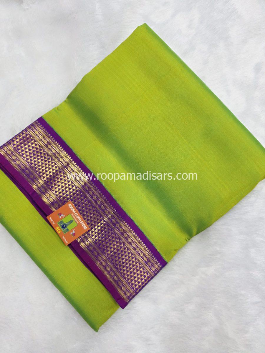 Pure Silk Madisar(with silk mark)-10YARDS PURE SILK PATTU MADISAR KORVAI BORDER WITHOUT BLOUSE PIECE