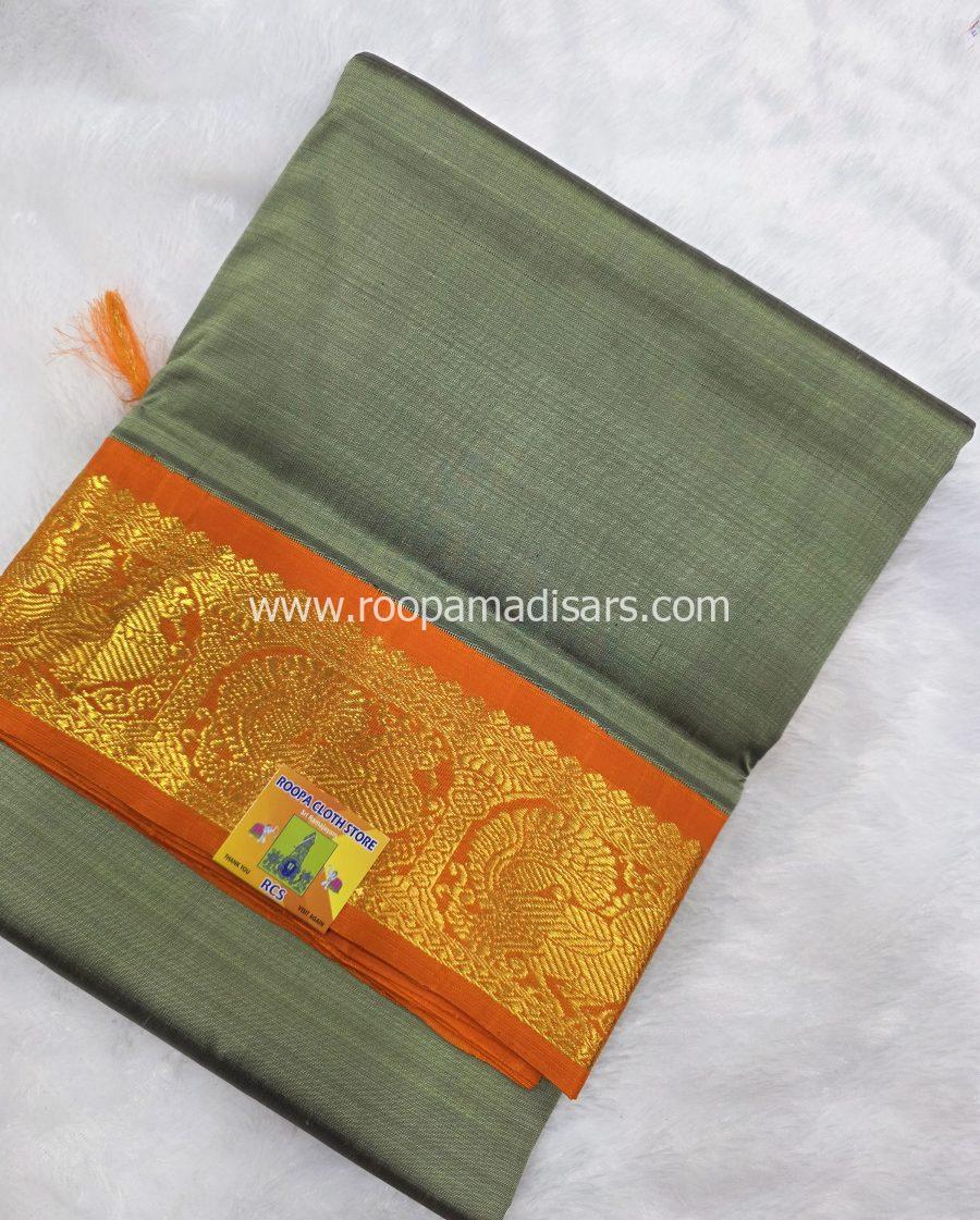 Pure Silk Madisar(with silk mark)-10YARDS PURE SILK PATTU MADISAR KORVAI BORDER WITHOUT BLOUSE