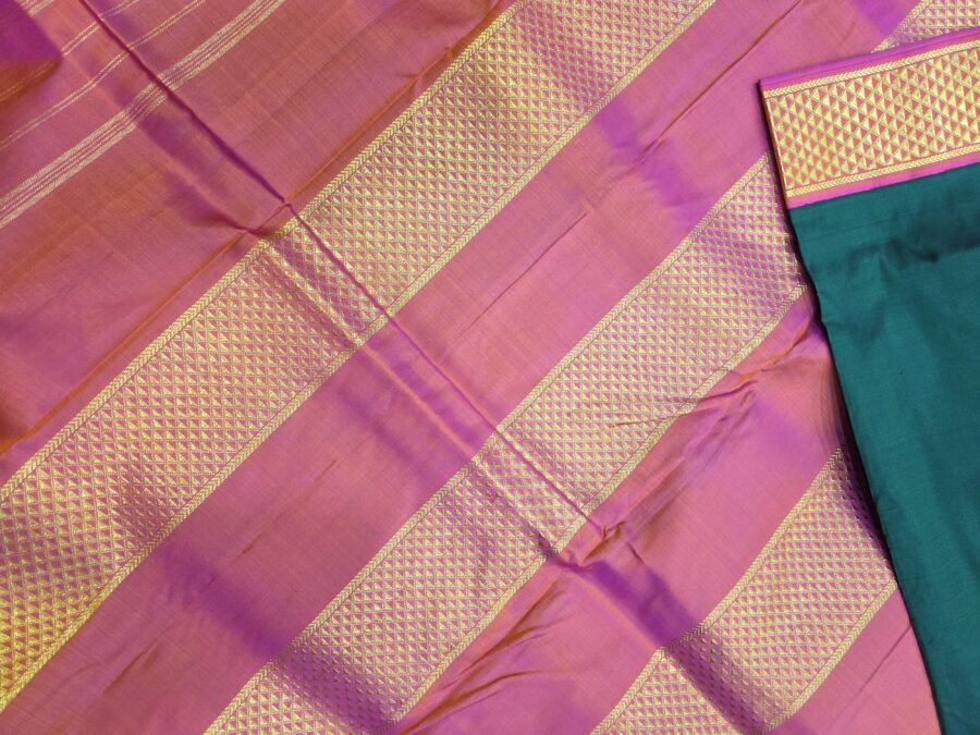 Pure Silk Madisar(with silk mark)-10YARDS PURE SILK PATTU MADISAR KORVAI BORDER WITHOUT BLOUSE PIECE - Image 5
