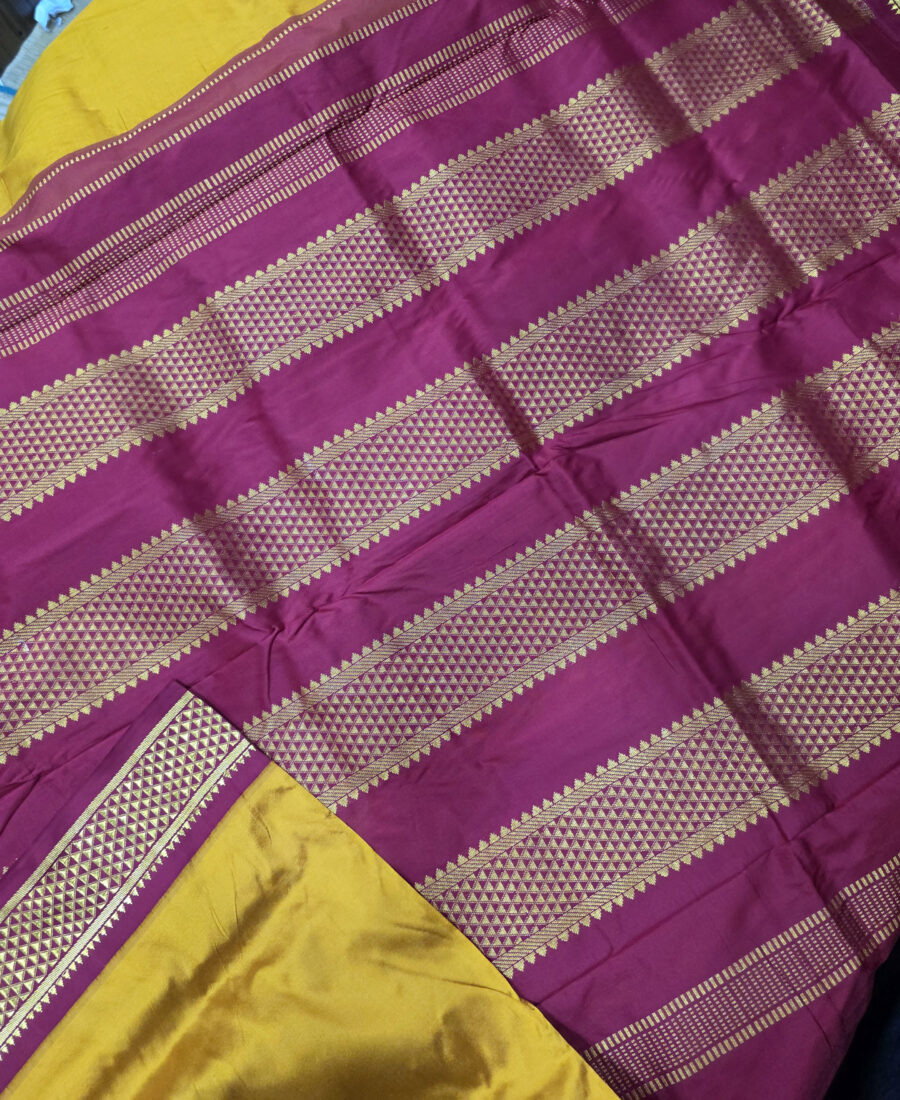 Pure Silk Madisar(with silk mark)-10YARDS PURE SILK PATTU MADISAR KORVAI BORDER WITHOUT BLOUSE PIECE - Image 4