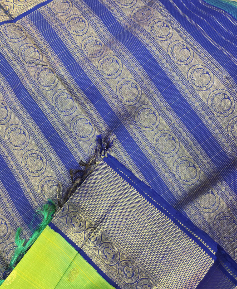 Pure Silk Madisar(with silk mark)-10YARDS VAIRAOOSI PURE SILK PATTU MADISAR KORVAI BORDER WITHOUT BLOUSE PIECE - Image 4