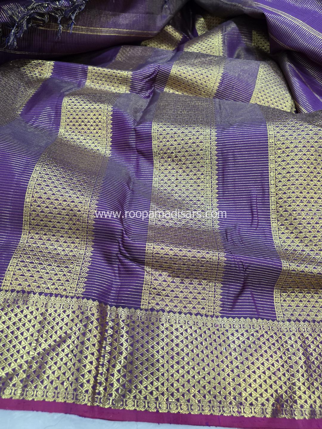 Pure Silk Madisar(with silk mark)-10YARDS PURE SILK PATTU VAIRAOOSI MADISAR KORVAI BORDER WITHOUT BLOUSE PIECE - Image 3