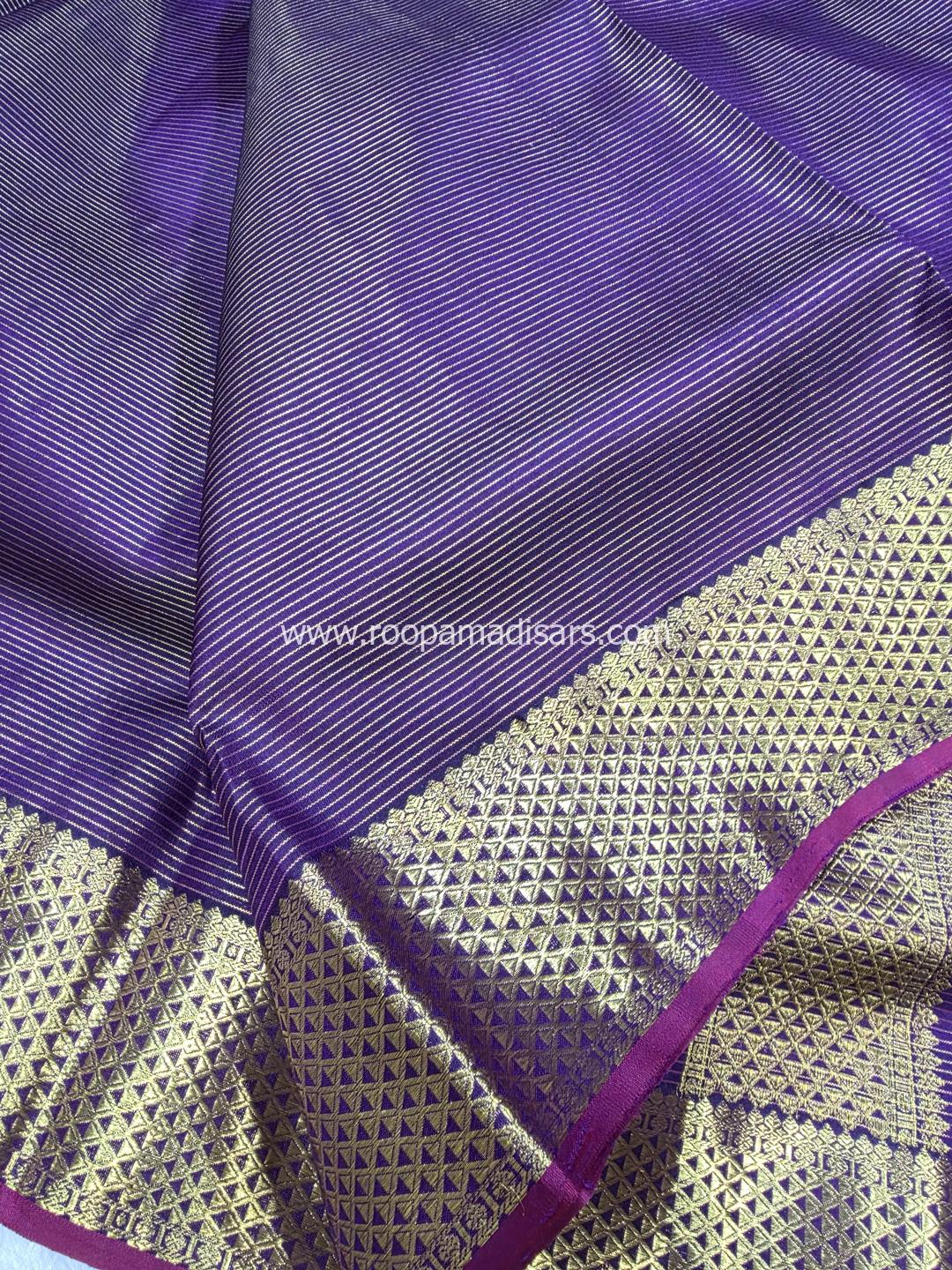 Pure Silk Madisar(with silk mark)-10YARDS PURE SILK PATTU VAIRAOOSI MADISAR KORVAI BORDER WITHOUT BLOUSE PIECE - Image 5