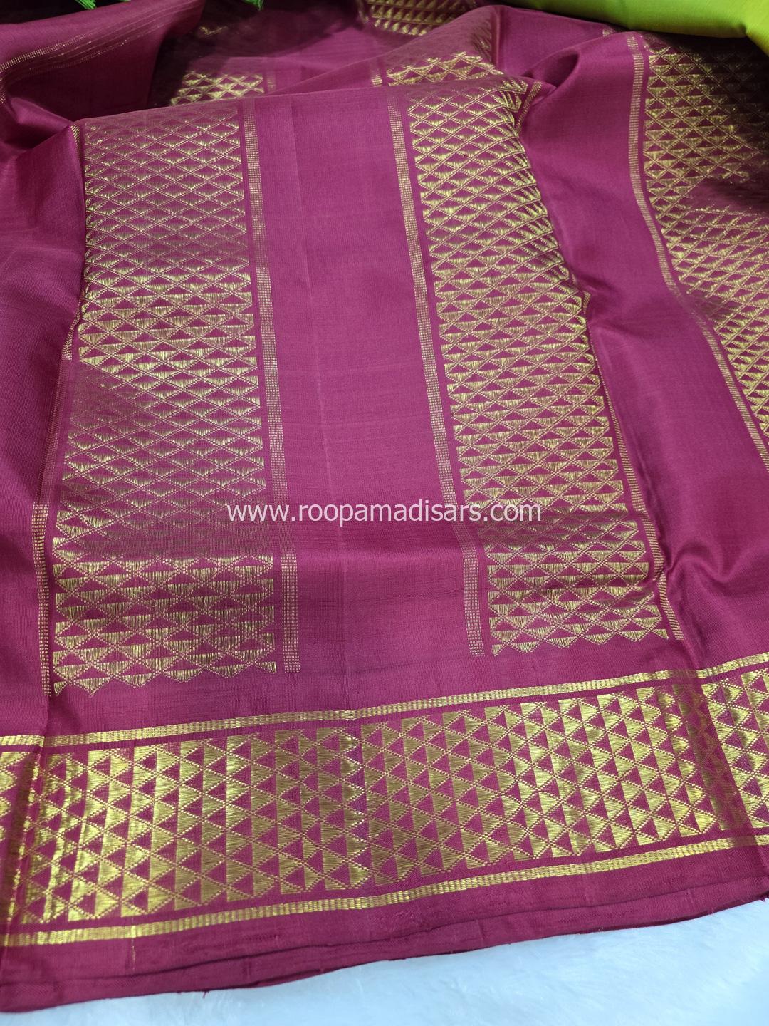 Pure Silk Madisar(with silk mark)-10YARDS PURE SILK PATTU MADISAR KORVAI BORDER WITHOUT BLOUSE PIECE - Image 4