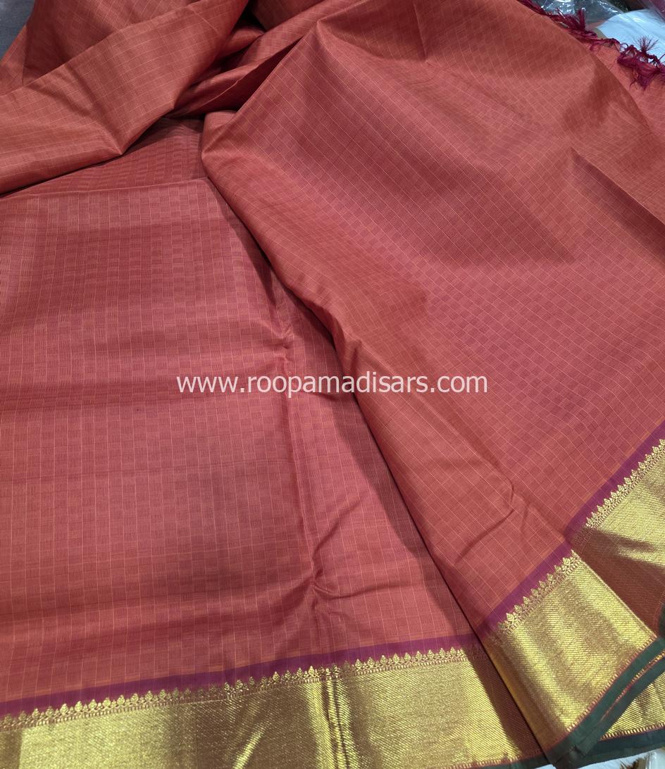 Pure Silk Madisar(with silk mark)-10YARDS PURE SILK PATTU MADISAR KORVAI BORDER WITHOUT BLOUSE PIECE - Image 4