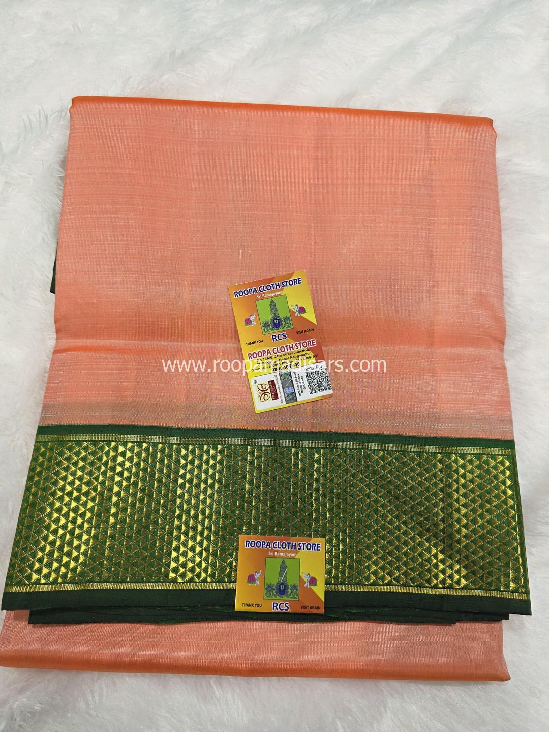 Pure Silk Madisar(with silk mark)-10YARDS PURE SILK PATTU MADISAR KORVAI BORDER WITHOUT BLOUSE PIECE - Image 3