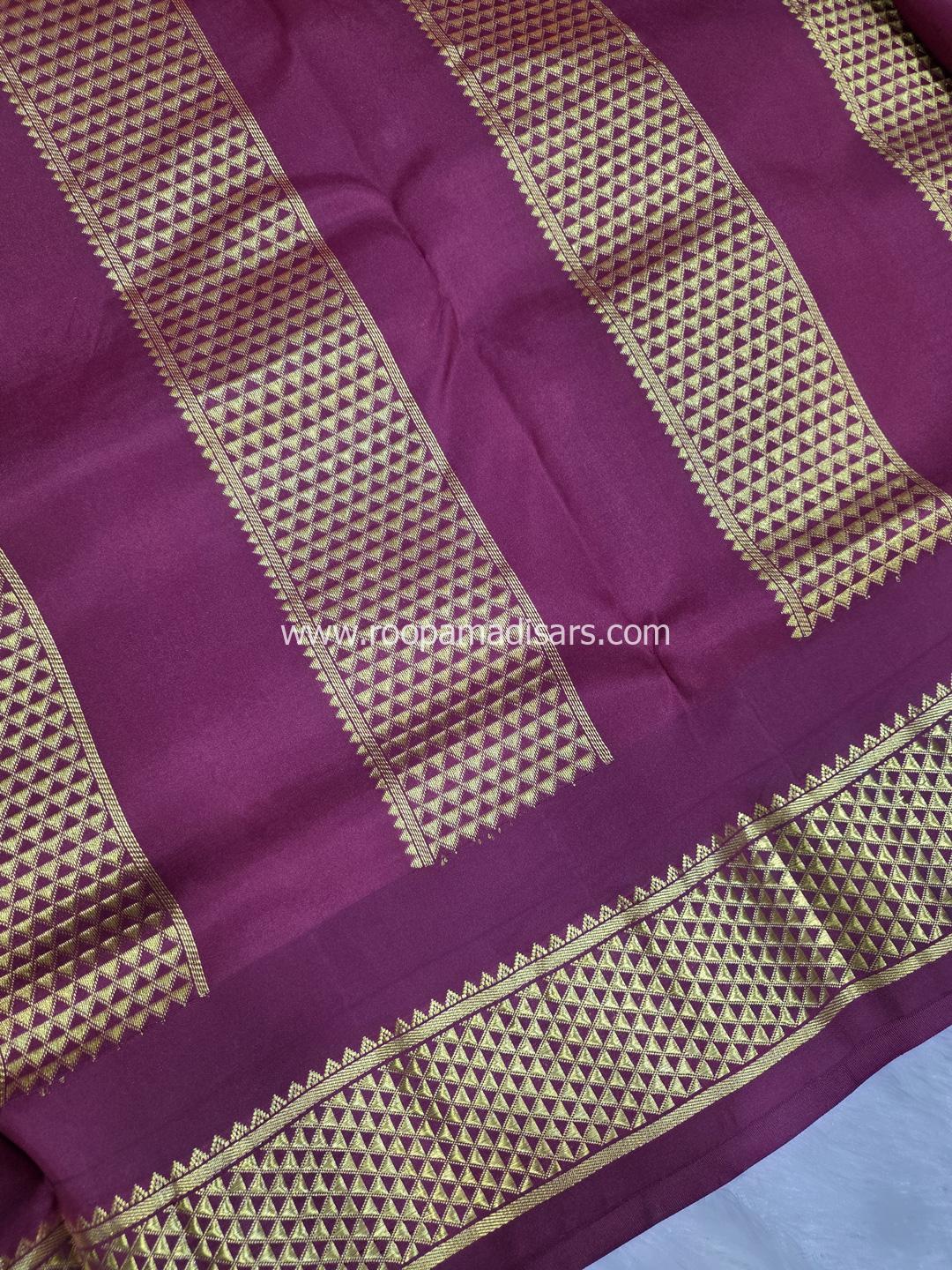 Pure Silk Madisar(with silk mark)-10YARDS PURE SILK VAIRAOOSI PATTU MADISAR KORVAI BORDER WITHOUT BLOUSE PIECE - Image 4