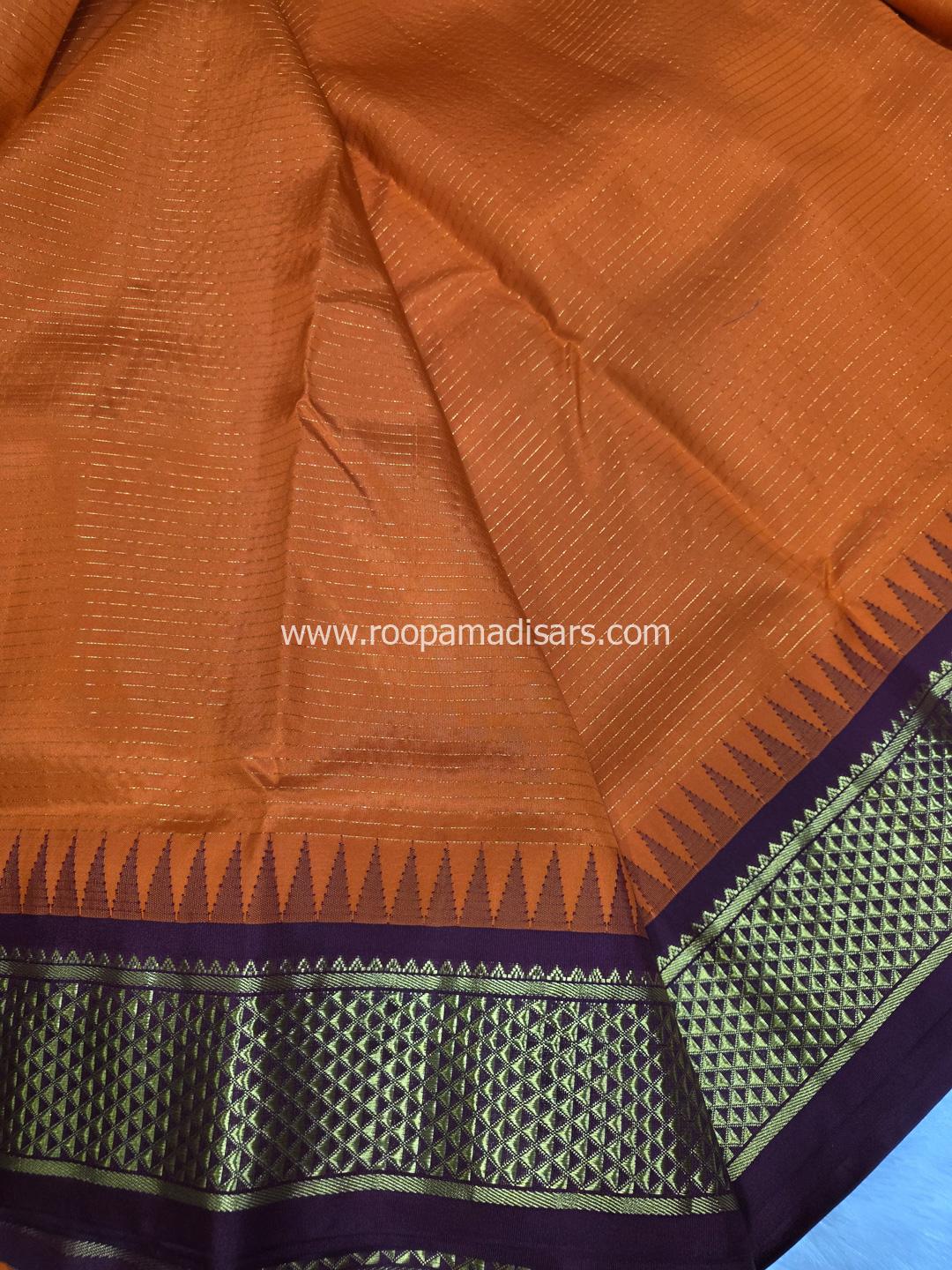 Pure Silk Madisar(with silk mark)-10YARDS PURE SILK VAIRAOOSI PATTU MADISAR KORVAI BORDER WITHOUT BLOUSE PIECE - Image 3