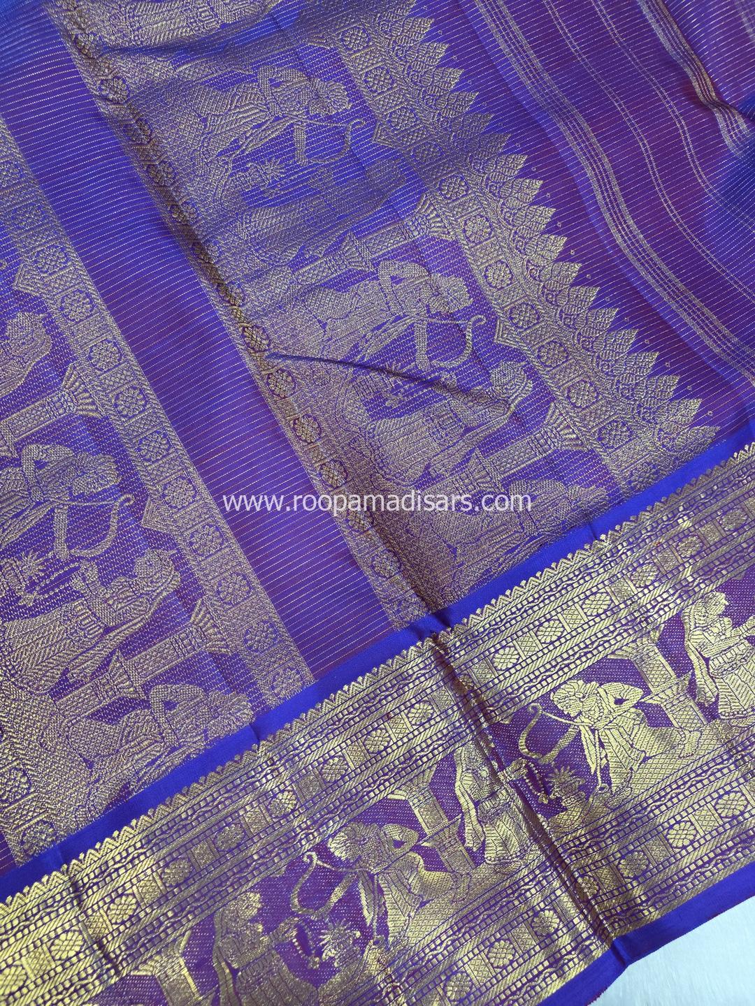 Pure Silk Madisar(with silk mark)-10YARDS PURE SILK VAIRAOOSI VELDHARI PATTU MADISAR KORVAI BORDER WITHOUT BLOUSE PIECE - Image 6
