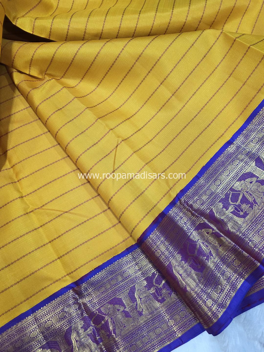 Pure Silk Madisar(with silk mark)-10YARDS PURE SILK VAIRAOOSI VELDHARI PATTU MADISAR KORVAI BORDER WITHOUT BLOUSE PIECE - Image 4