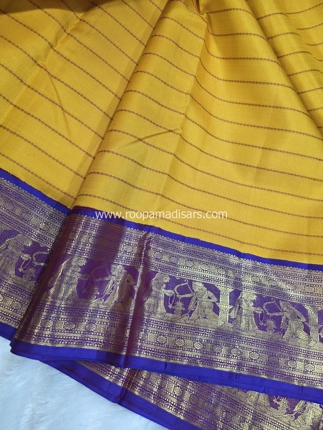 Pure Silk Madisar(with silk mark)-10YARDS PURE SILK VAIRAOOSI VELDHARI PATTU MADISAR KORVAI BORDER WITHOUT BLOUSE PIECE - Image 3