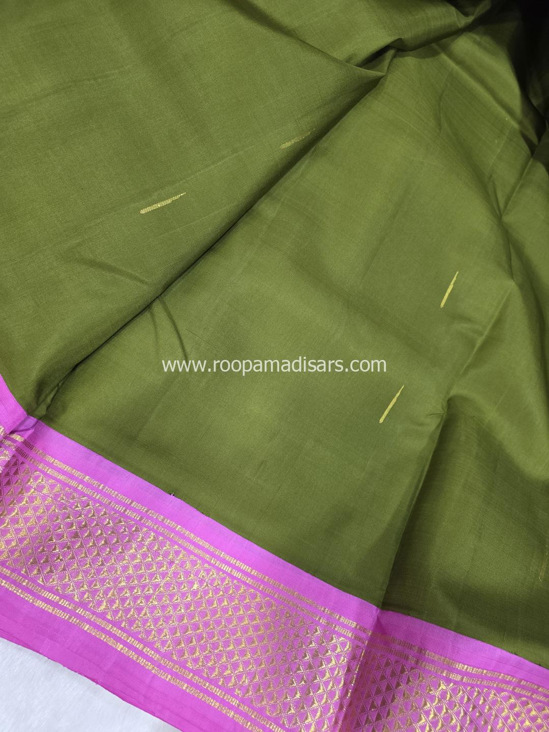Pure Silk Madisar(with silk mark)-10YARDS PURE SILK PATTU MADISAR KORVAI BORDER WITHOUT BLOUSE PIECE - Image 4